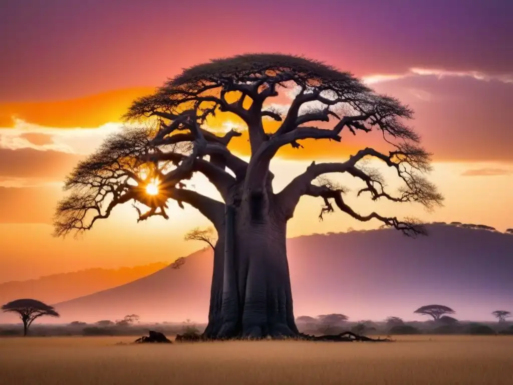 La poesía africana contemporánea se refleja en la belleza y fuerza de este solitario baobab al atardecer