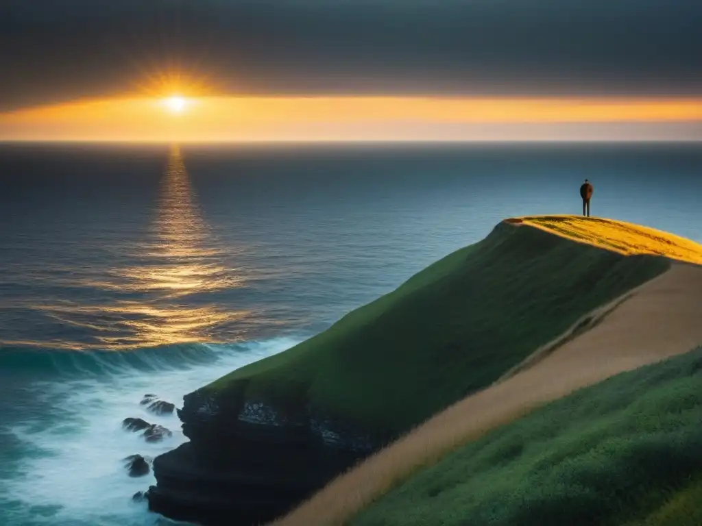 Un alma en busca de resonancia, contemplando la transformadora belleza del mar al atardecer