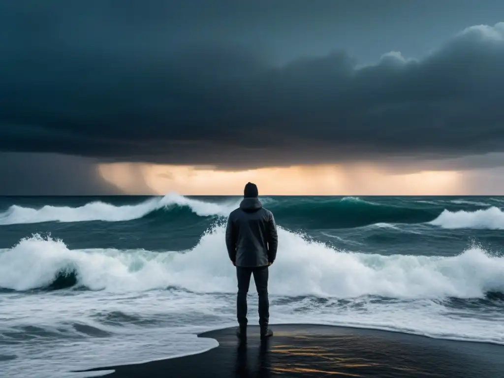 Un alma frente al mar tormentoso, reflejando la importancia de la poesía en superación de crisis filosóficas