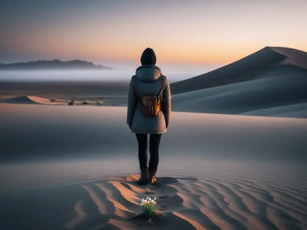 Un amanecer de esperanza en un desierto infinito, donde la poesía del alma transforma la soledad en ensayos líricos