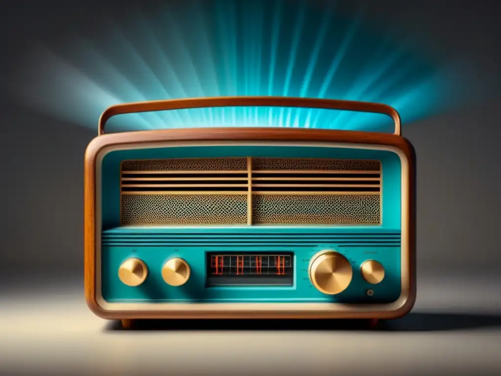 Un antiguo radio vintage emite ondas de sonido, conectando palabras y emociones en poesía sonora