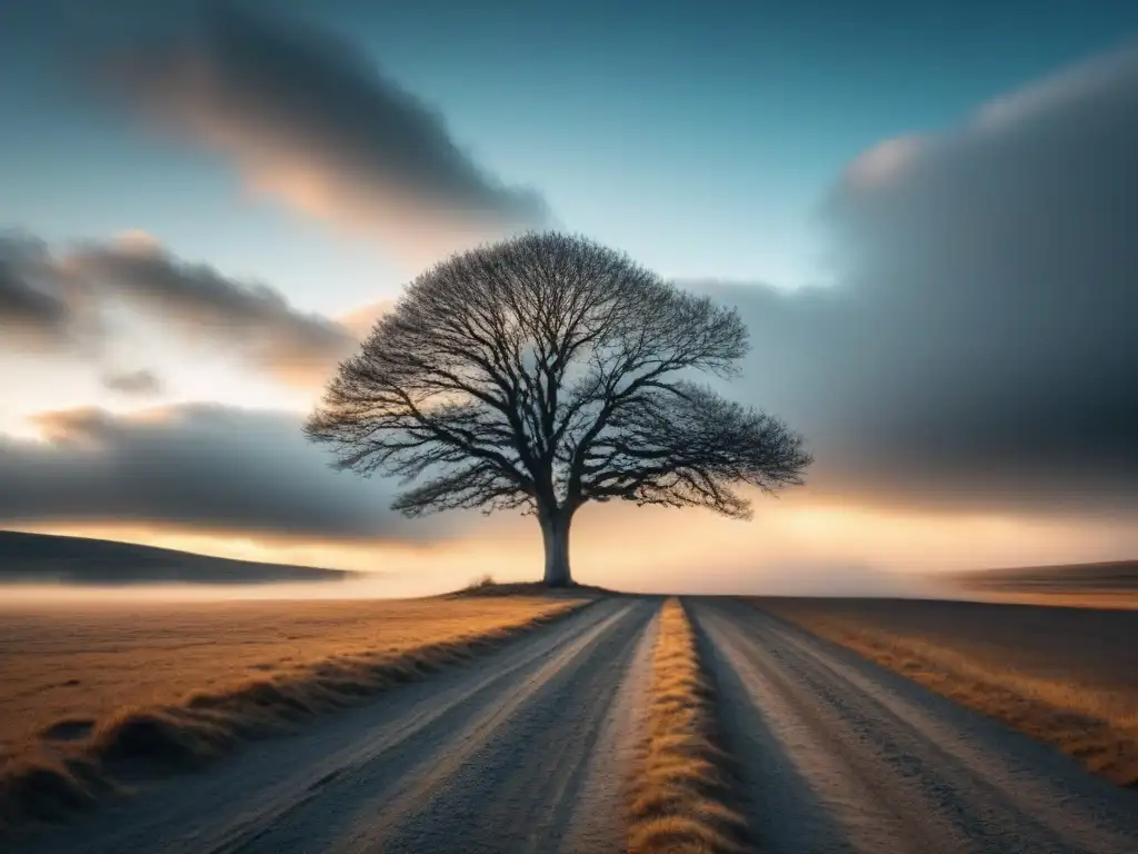 Un árbol solitario destaca en un paisaje árido, simbolizando la resiliencia y la conciencia ambiental