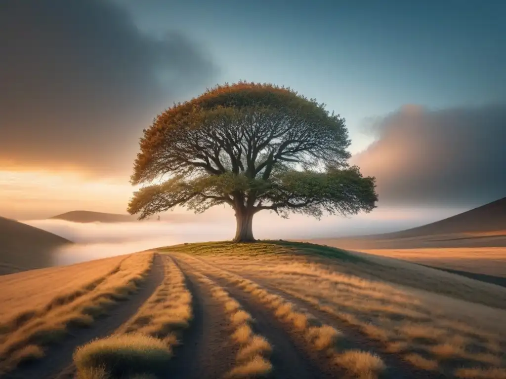 Un árbol solitario se alza en un paisaje desolado, mostrando la fuerza de la naturaleza