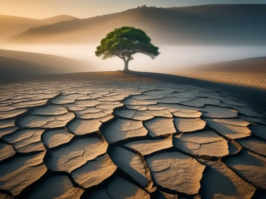 Un árbol solitario en tierra agrietada, poesía como testimonio cambio climático