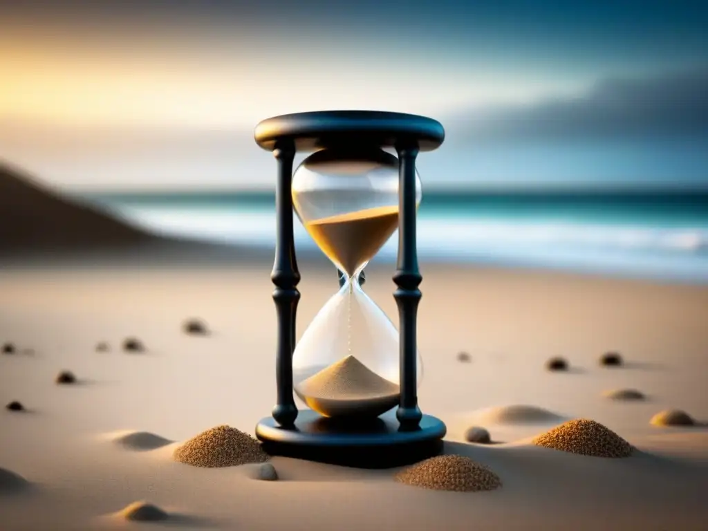 Arena fluyendo en un reloj de arena, detallado y elegante