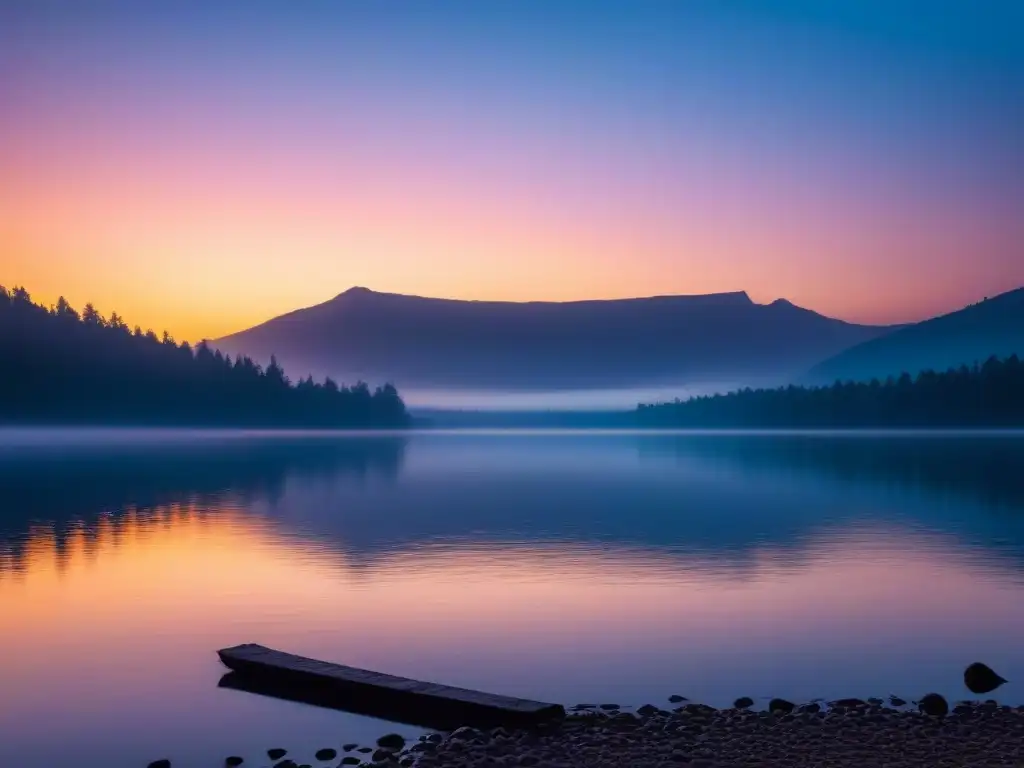 Un atardecer poético en el lago, donde la figura solitaria reflexiona