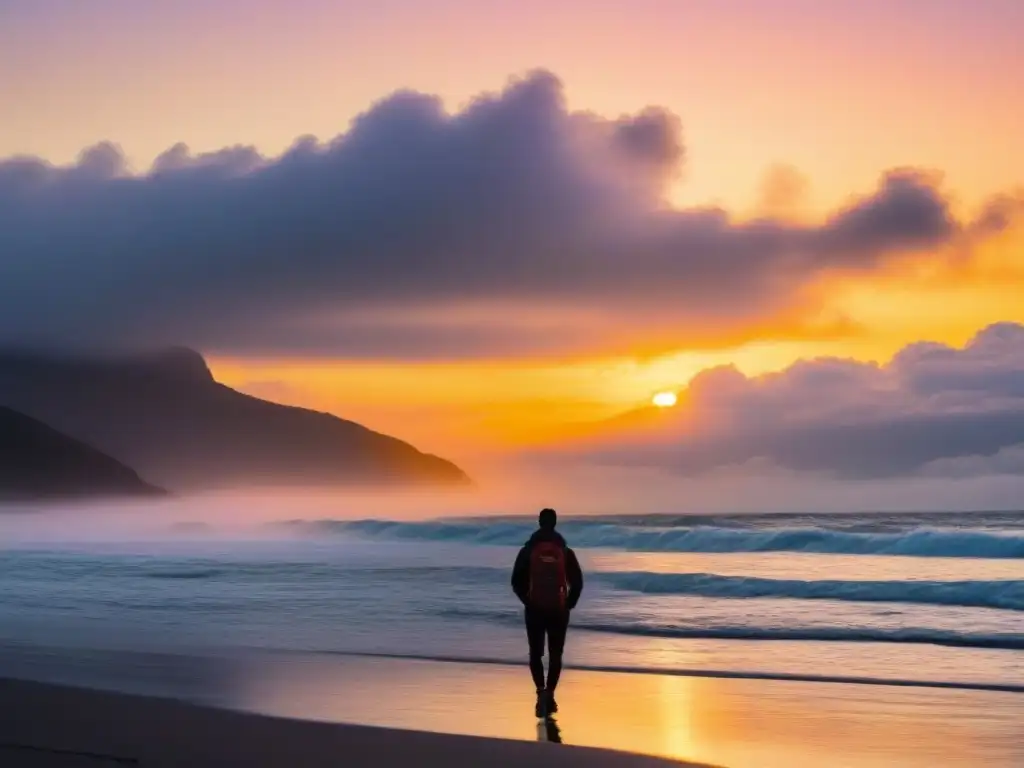 Un atardecer vibrante sobre el mar, donde el cielo se funde con las olas, creando una escena serena y sinestésica en la poesía lírica