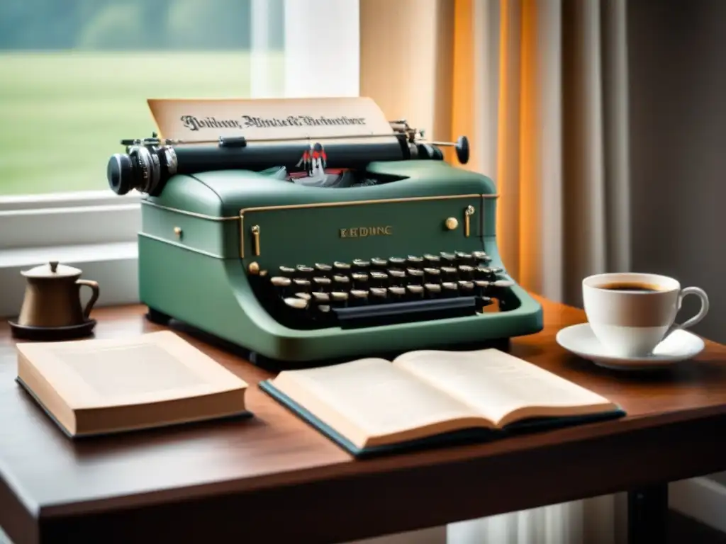 Atmósfera nostálgica de un escritorio solitario con certificaciones escritura creativa narradores