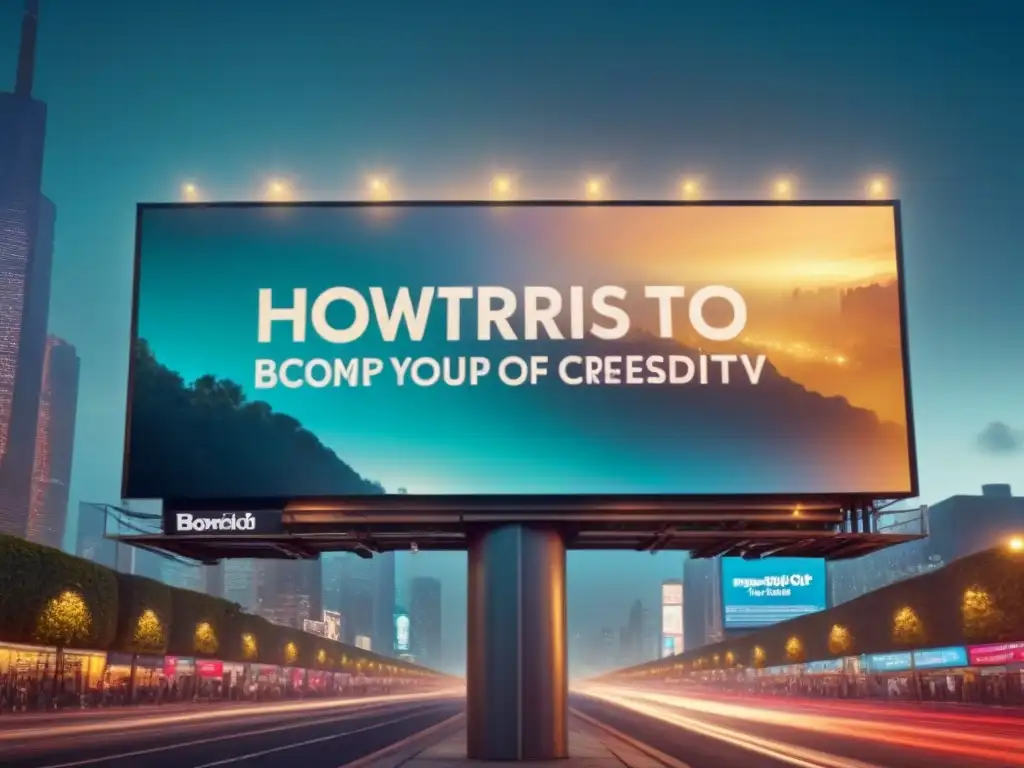 Publicidad poética urbana: versos que inspiran en la noche de la ciudad Billboard con poesía transformadora para estrategias de marca en ciudad nocturna
