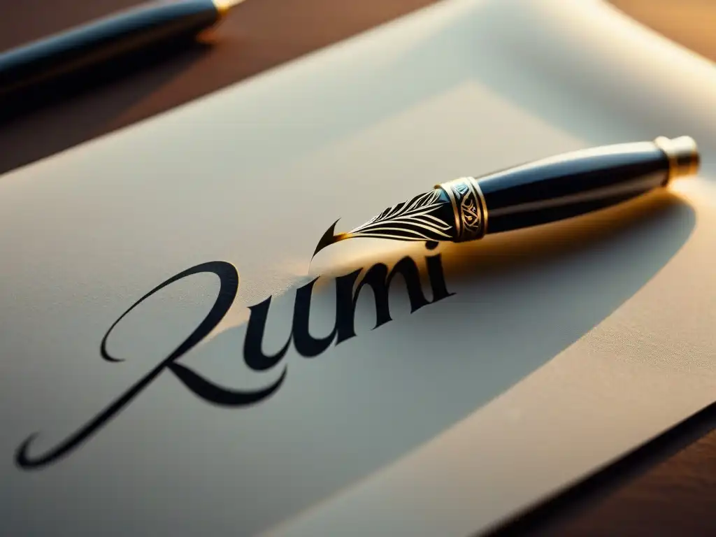 Un bolígrafo de pluma traduce delicadamente la poesía de Rumi al inglés en 2021