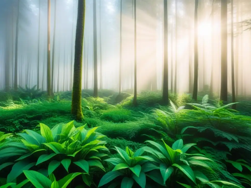 Un bosque exuberante con vida silvestre en armonía, inspirando Poemas llamando acción ambiental