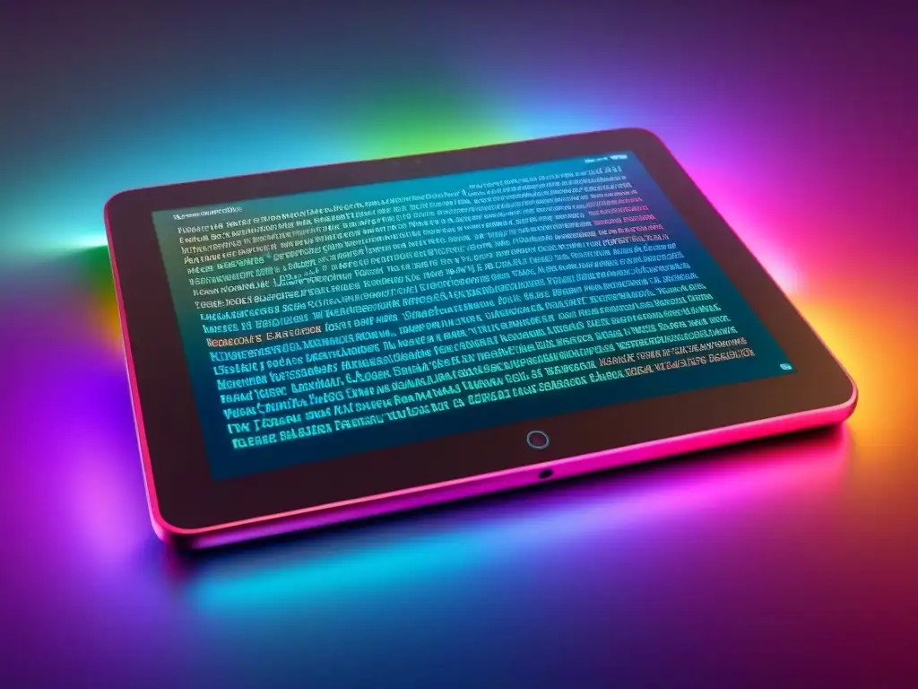 Una cautivadora poesía digital en una tablet moderna con colores vibrantes