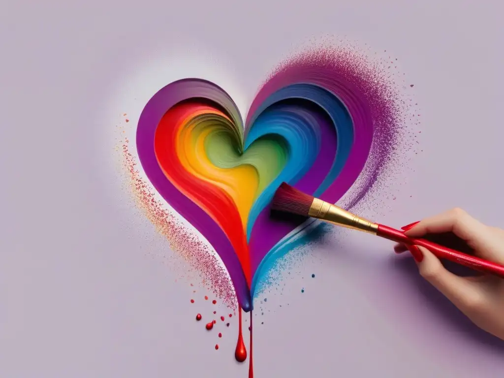 Un corazón es pintado con colores vibrantes, transmitiendo emociones y poesía interactiva transformadora