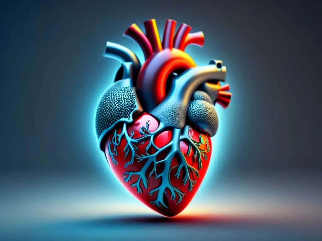 Corazón humano entrelazado con circuitos, fusionando sentimientos y modelado computacional en una interpretación poética