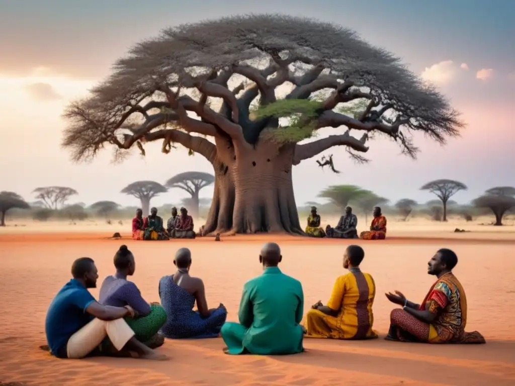 Un cuentacuentos africano bajo un baobab, cautiva a oyentes