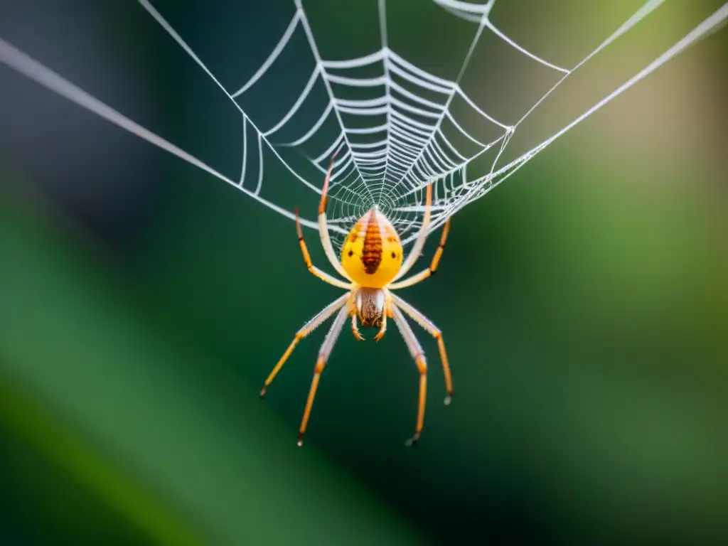 Delicada araña tejiendo poesía como transformación del mundo en red intrincada