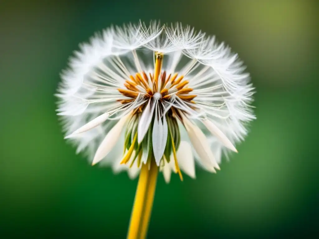 Delicada semilla de diente de león flotando en el aire, minimalismo en poesía: fuerza sutil