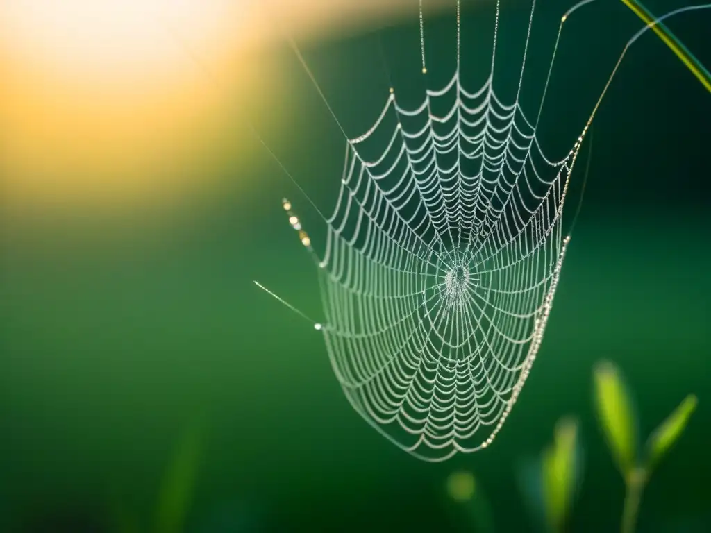 Delicada telaraña con gotas de rocío, simbolizando la filosofía en clave poética