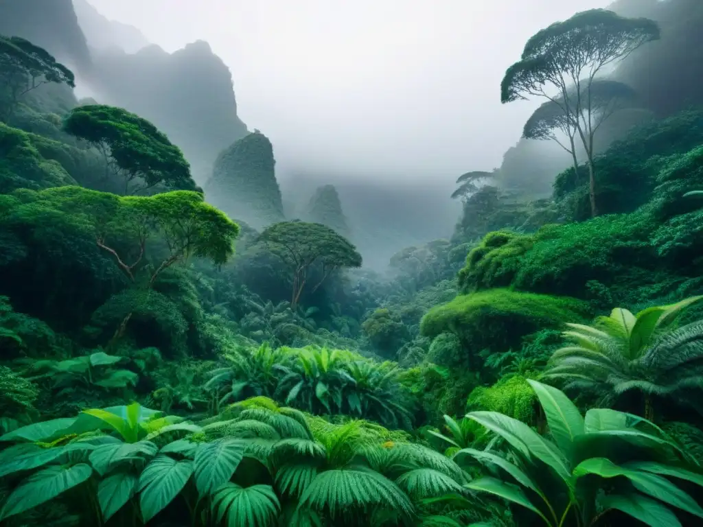 Ilustración detallada en blanco y negro de una exuberante selva con versos poéticos entrelazados