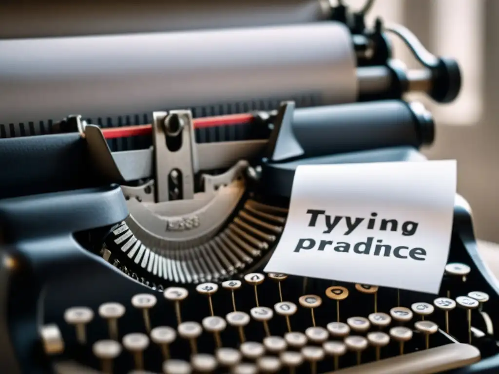 Detalle de máquina de escribir vintage en blanco y negro, resaltando la importancia del ritmo en poesía