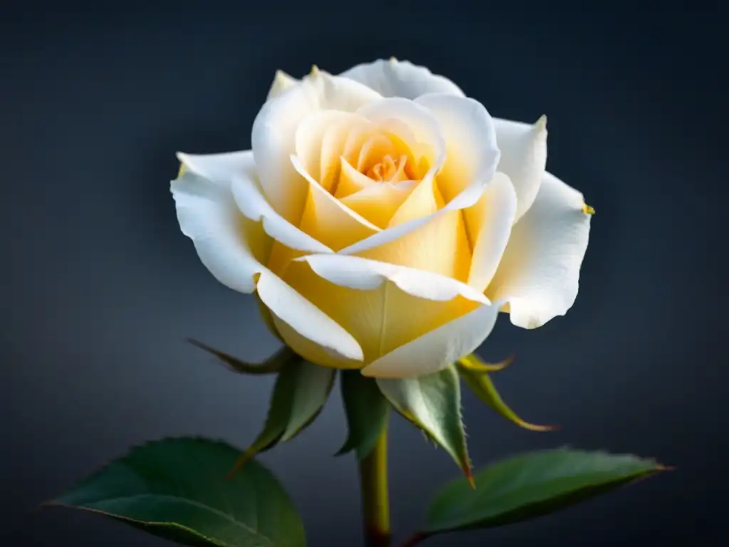 Detalles delicados de una rosa en blanco y negro, simbolizando la belleza y elegancia de formas poéticas