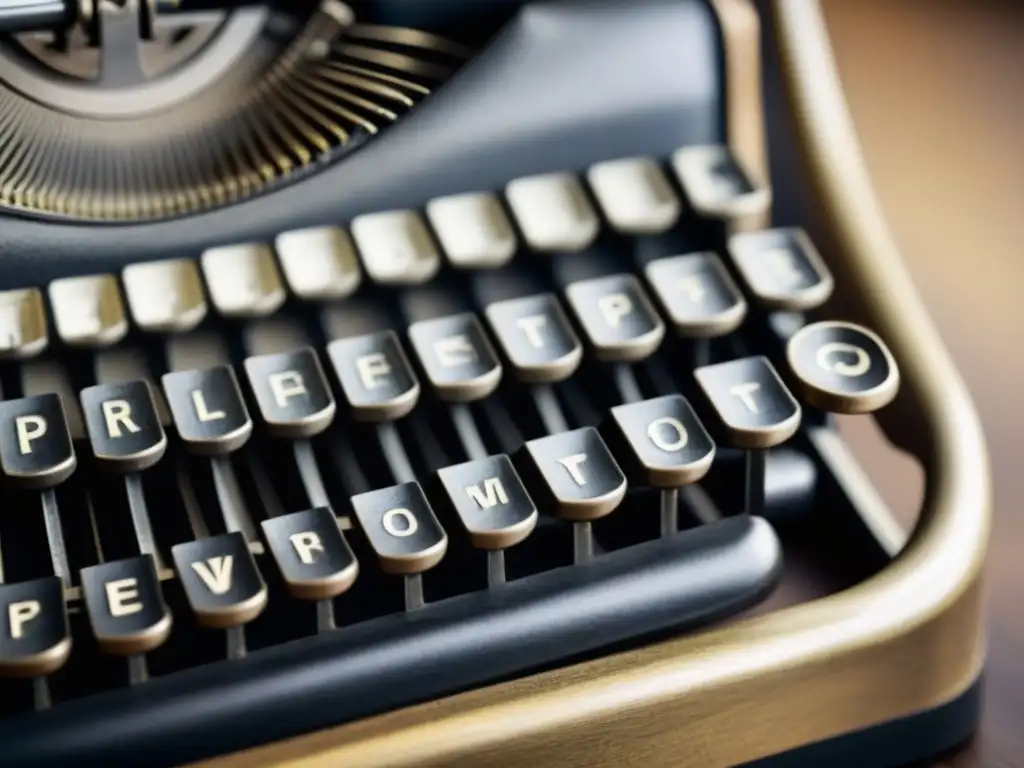 Poesía en detalle: Teclas de máquina de escribir vintage Detalles desgastados de una máquina de escribir vintage, simbolizando la transformación de la poesía en la era digital computacional