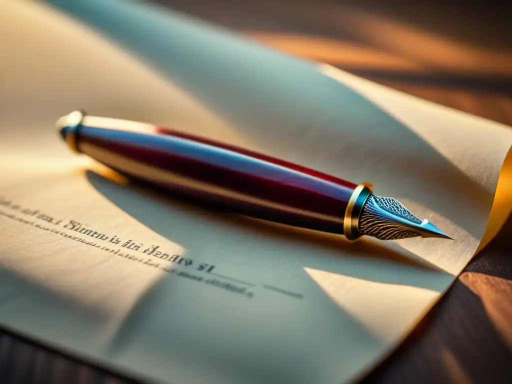 Pluma de escritura en pergamino: detalle y elegancia Detalles exquisitos de una pluma sobre pergamino en blanco