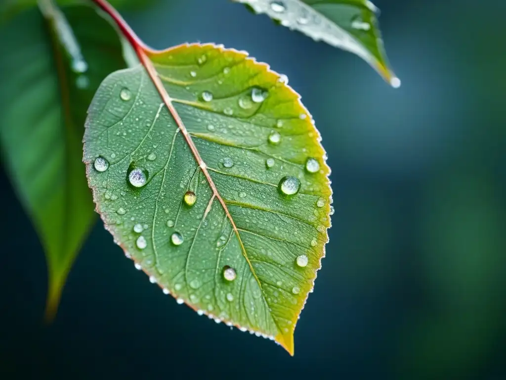 Detalles poéticos: hoja con gotas de lluvia, poesía como herramienta transformadora