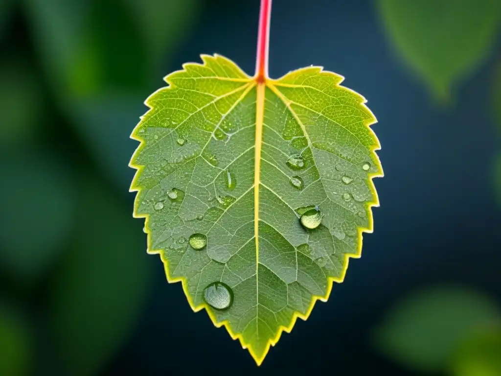 Detalles poéticos: hoja de vid con gotas de agua, inspiración en la poesía del vino y cultura