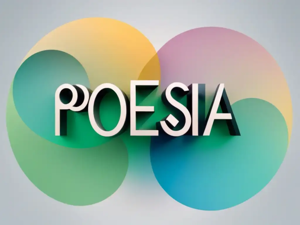 Diseño gráfico de poesía en comunicación: letras modernas, líneas delicadas y formas abstractas en pastel sobre fondo blanco limpio