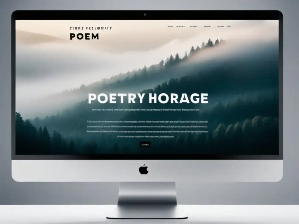 Diseño web minimalista en blanco y negro para construir un sitio web de poesía elegante y creativo