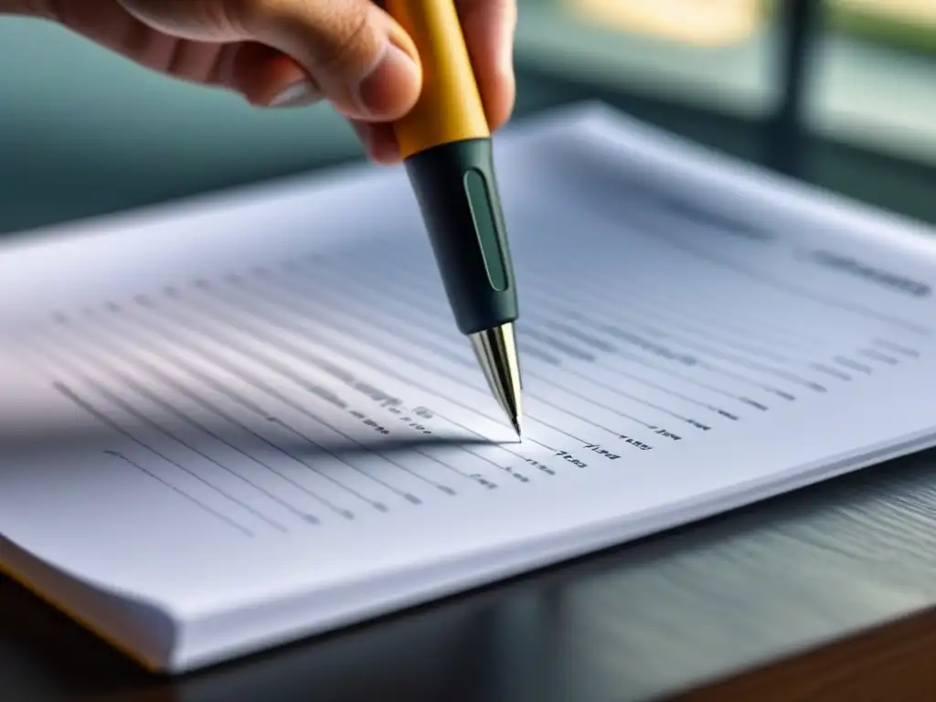 Un elegante bolígrafo sobre papeles blancos, con luz natural y sombras, ideal para certificaciones escritura creativa comunicadores