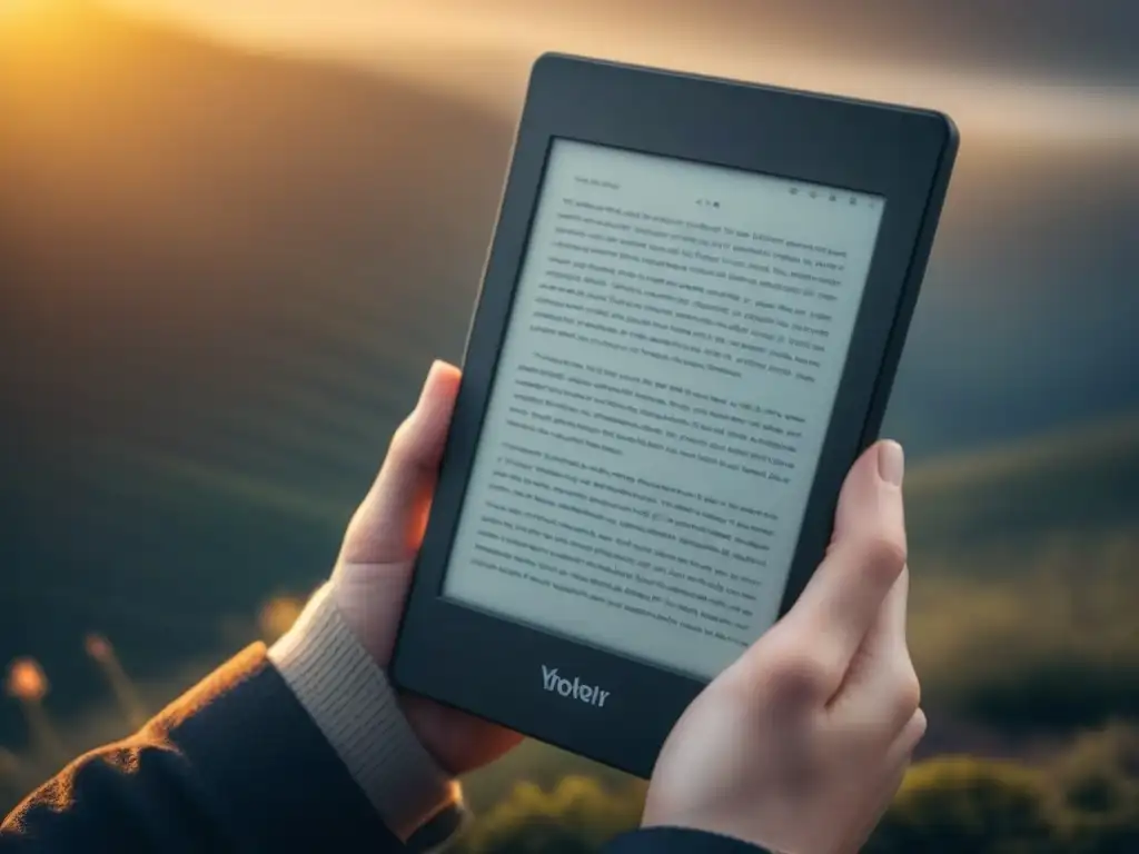 Un elegante lector de libros electrónicos muestra una portada visual de poesía en un diseño moderno y atractivo