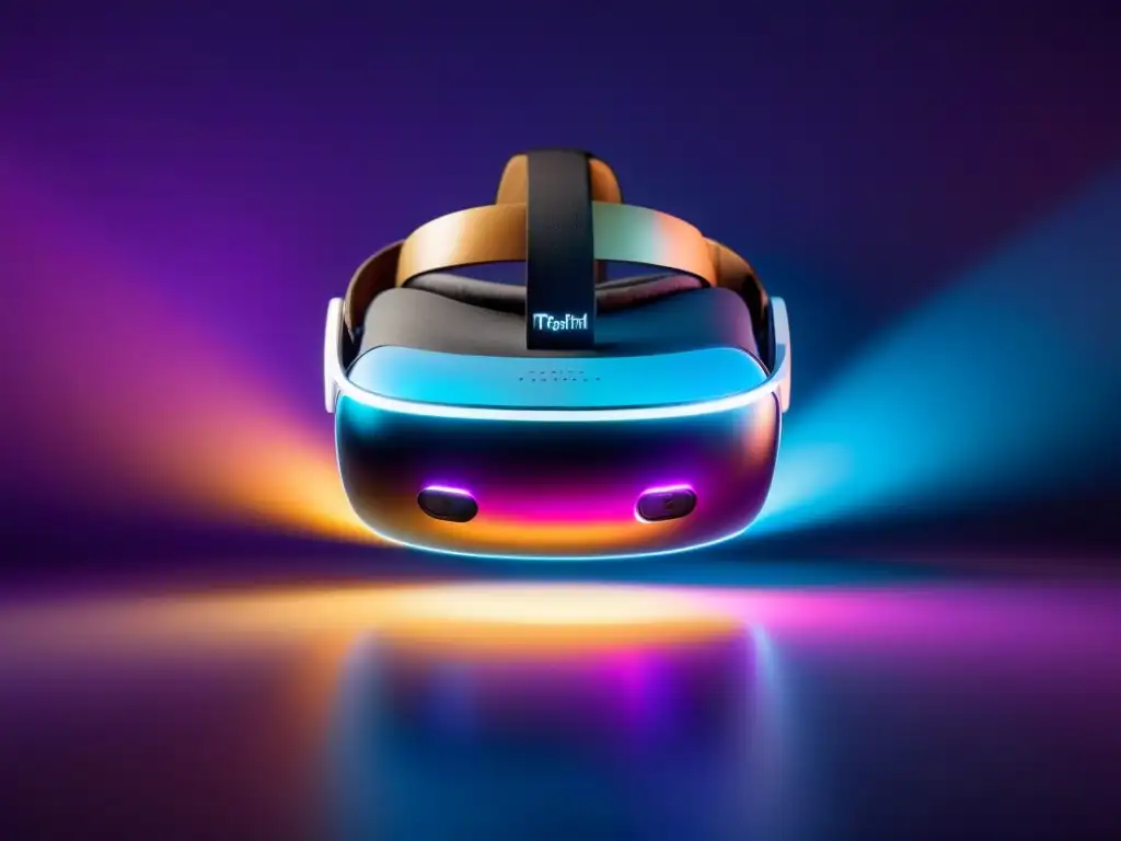 Aurora poética: versos flotantes en realidad virtual Un entorno de realidad virtual con auriculares rodeados de versos poéticos en múltiples idiomas