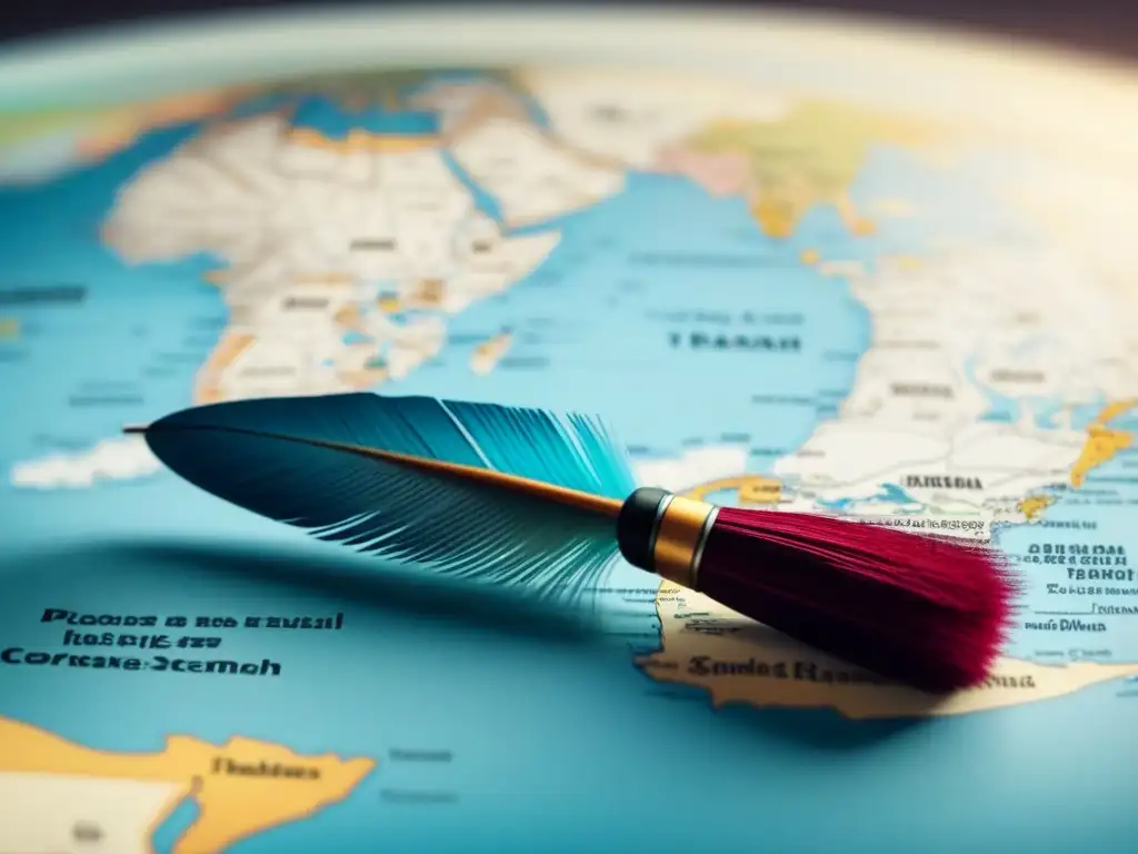 Equilibrio creativo: pluma y pincel en escala mundial Equilibrio entre fidelidad y creatividad, con elementos globales de traducción y poesía