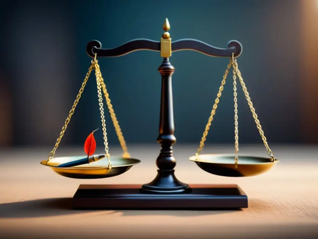 Equilibrio poético: Fidelidad vs Interpretación Equilibrio poético entre fidelidad e interpretación, pluma tradicional y moderna en balanza