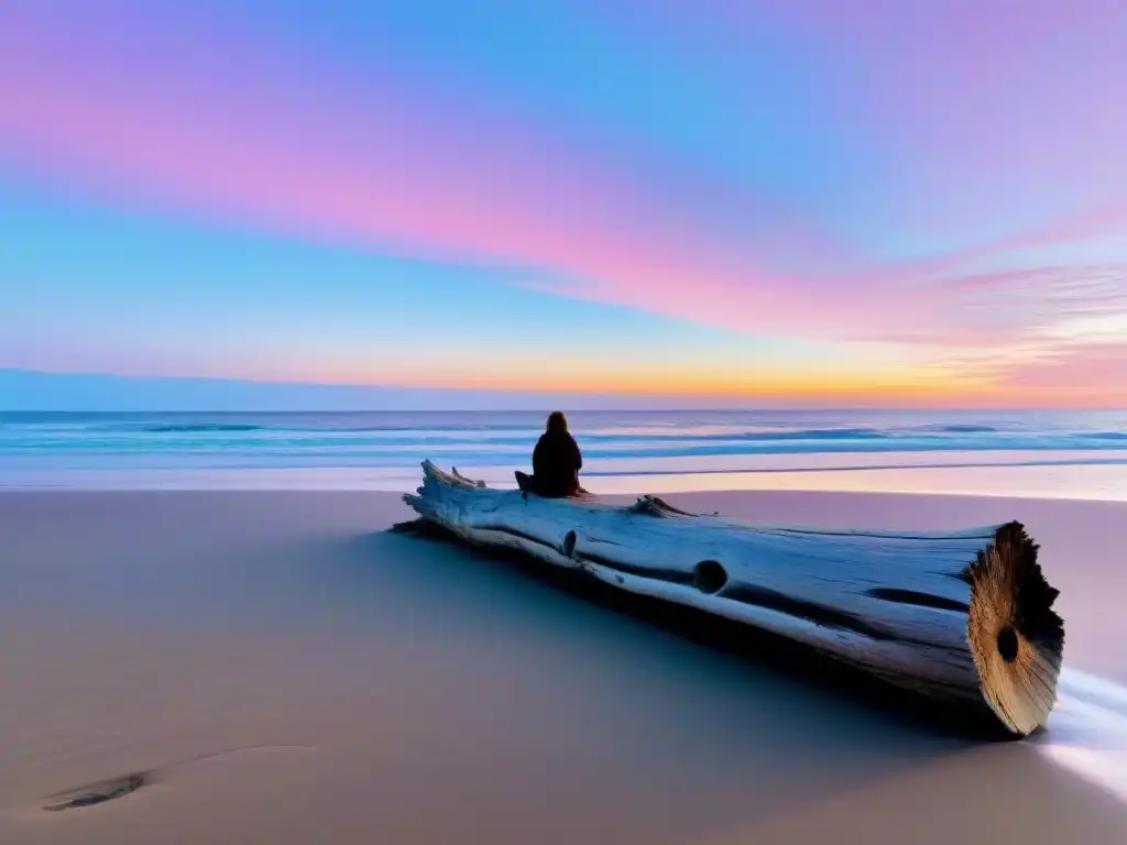 Un espectacular atardecer en una playa solitaria invita a la reflexión y paz