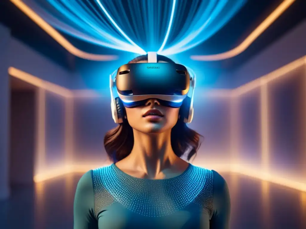 Realidad Virtual Poética: Versos y Código en Armonía Experiencia de poesía lírica en realidad virtual: auroras de código y versos danzantes en torno a un headset futurista