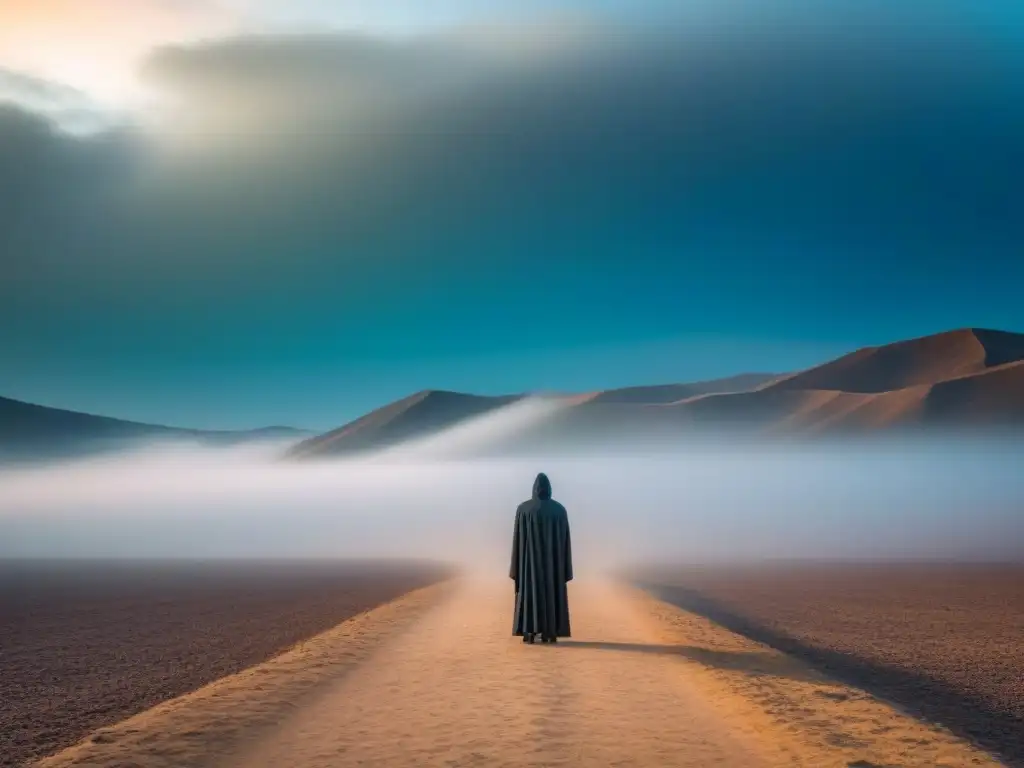 Figura solitaria en paisaje desolado evoca la dualidad de 'Canciones de Inocencia y Experiencia crítica'