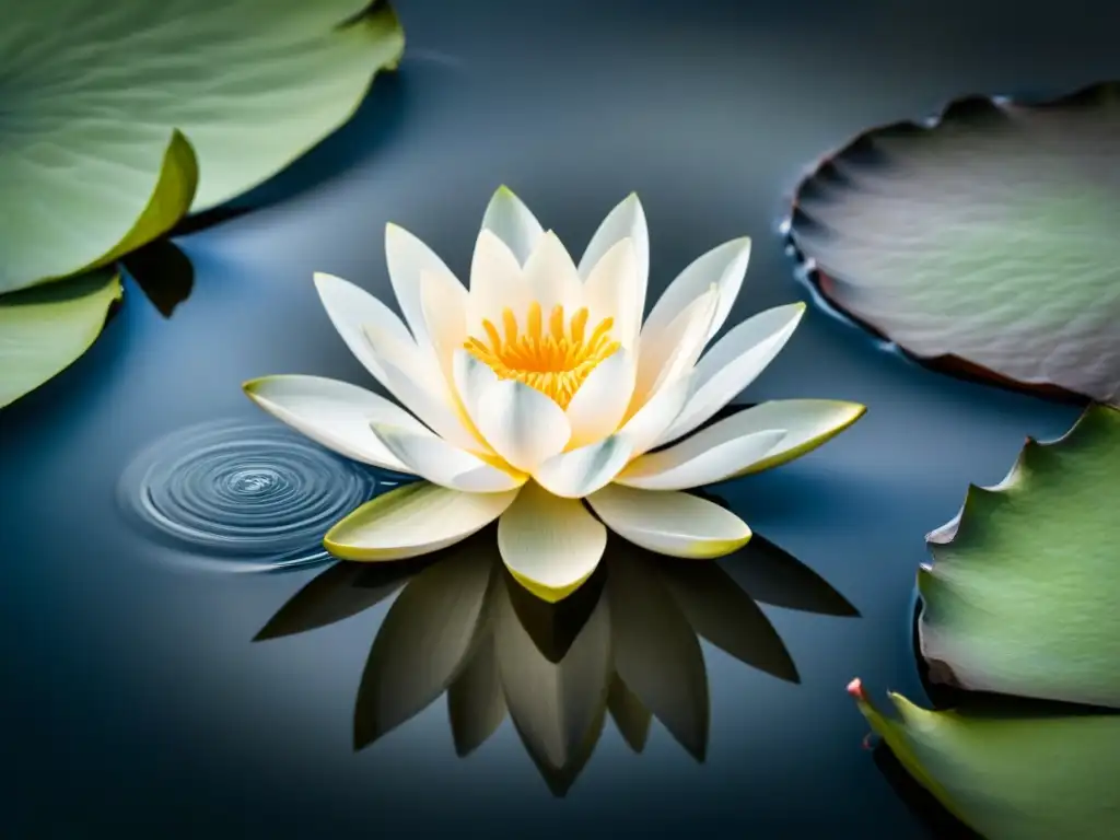 Flor de loto en agua: pureza y belleza en blanco y negro Una flor de loto emerge en aguas turbias, la poesía visual transforma la percepción de la realidad