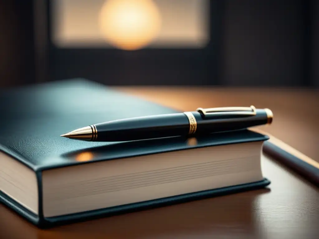 Una fusión de clásico y moderno: pluma sobre libro de poesía