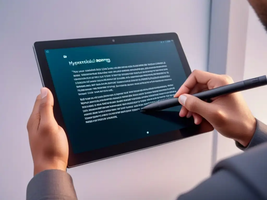 Una herramienta digital para poesía creativa cobra vida en una elegante tableta moderna