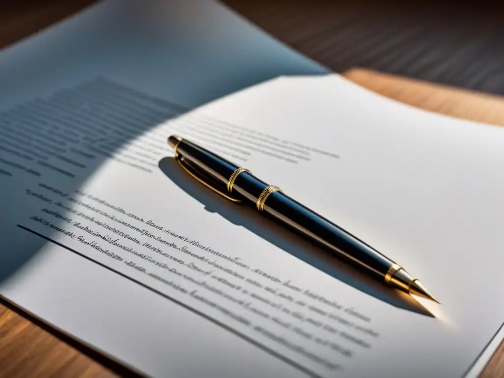 Elegante pluma de poesía: sombra dramática en blanco y negro Una ilustración detallada en blanco y negro de una pluma solitaria sobre papel en blanco, proyectando una larga sombra