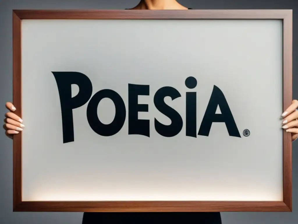 Poesía: Elegante caligrafía en lienzo Imagen minimalista en blanco y negro de un lienzo en blanco con la palabra 'Poesía' en caligrafía elegante, destacando la forma y el espacio negativo