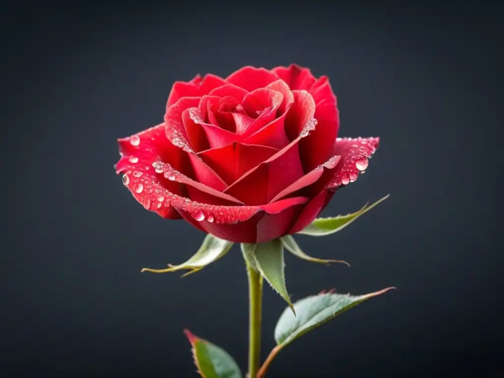 La imagen muestra un solitario rosal rojo con gotas de agua, resaltando el poder transformador de la poesía