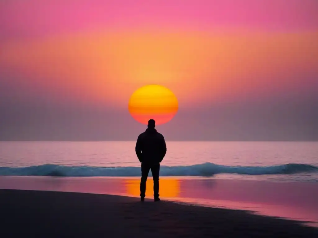 Un instante de contemplación al borde del mar al atardecer