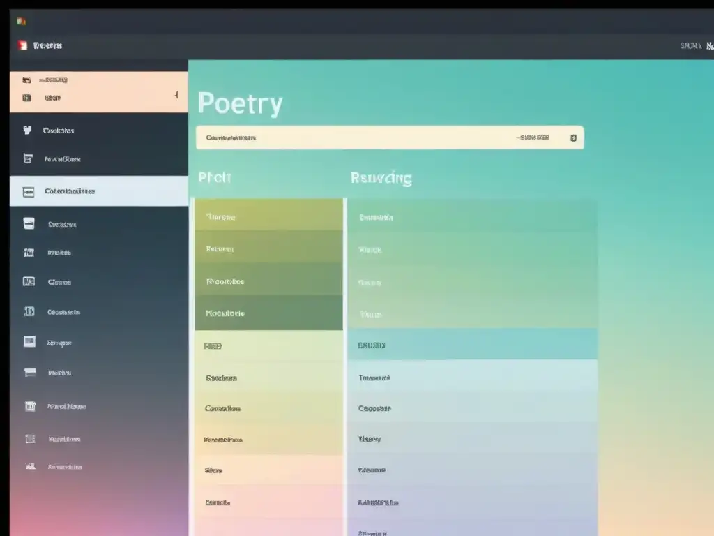 Una interfaz digital elegante y minimalista para organizar colecciones poéticas