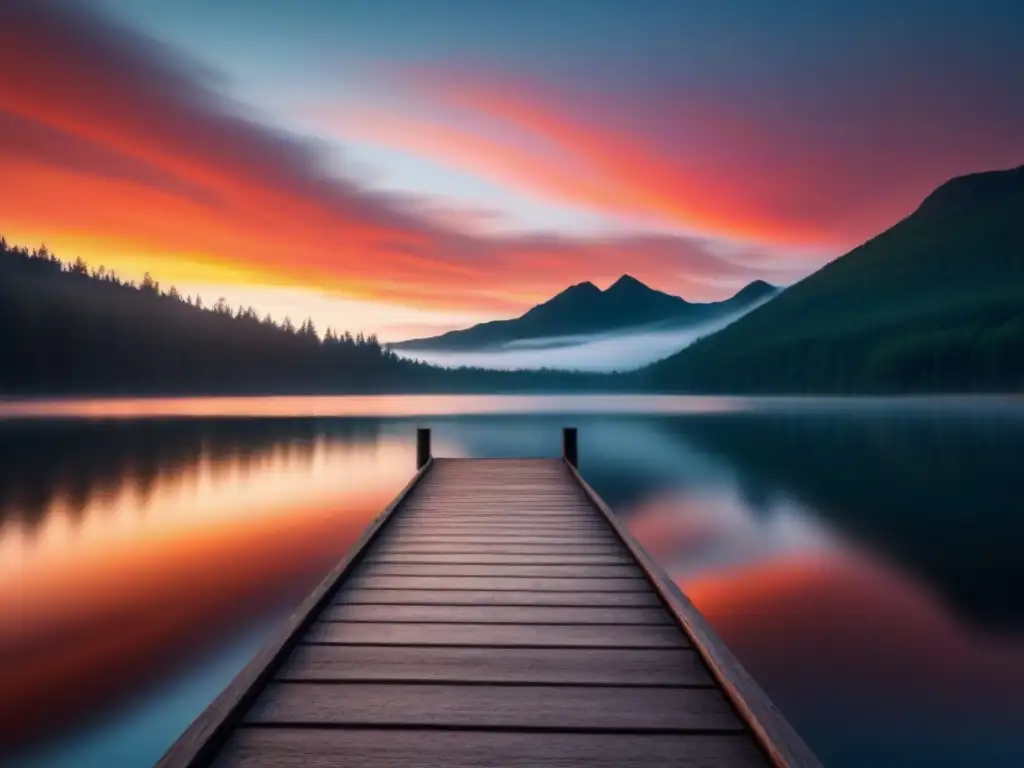 Un lago sereno refleja el atardecer en colores intensos, un oxímoron en versos poéticos