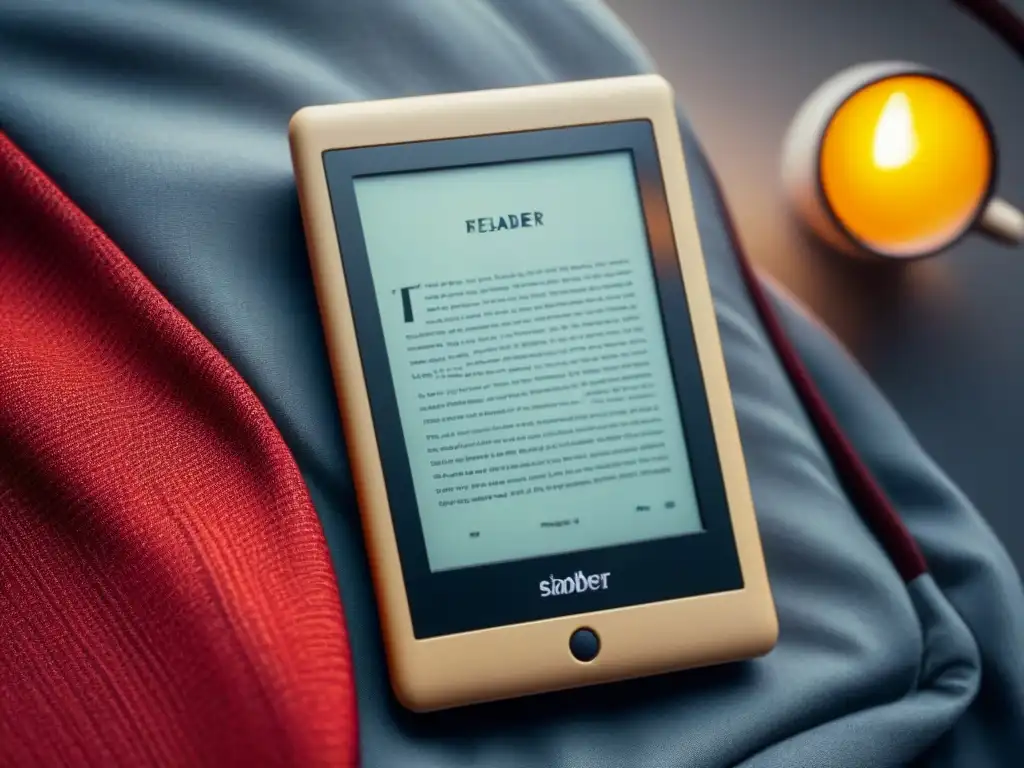 Un lector electrónico muestra la portada de un libro de poesía visual, deslumbrante y detallado