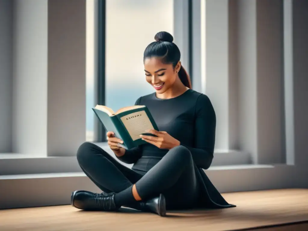 Un lector sonriente con mirada astuta, representando la ironía dramática en poesía transformadora de palabras